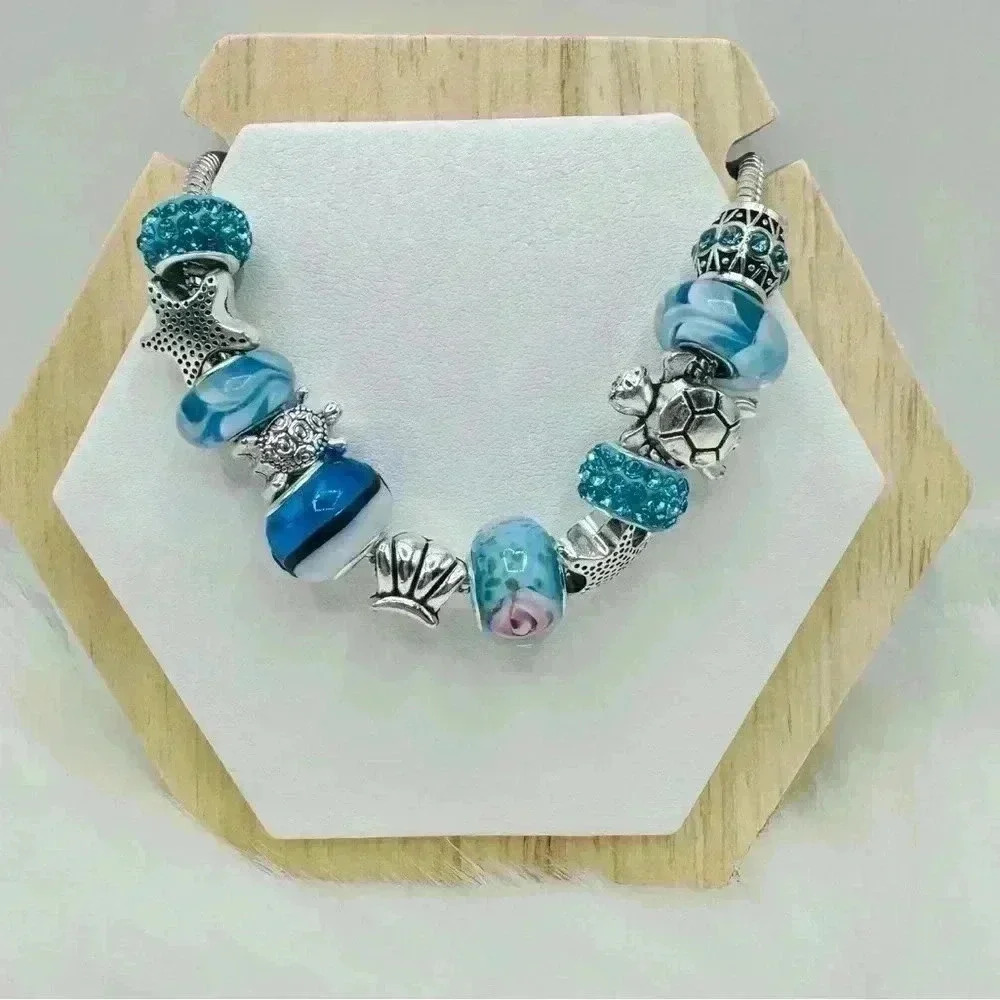 Ocean Blue Theme Glass Beaded Bracelet